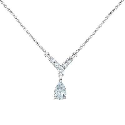 Women's Necklace - Lab Grown Diamond - 10k White Gold. Color: white | Doucet Latendresse