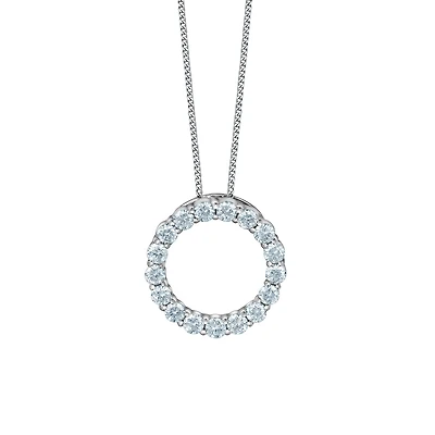 Women's Lab Grown Diamond Pendant with Chain in 10k White Gold. Color: white | Doucet Latendresse