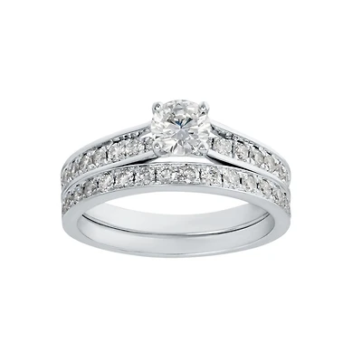 Wedding Ring Set -for Women -Lab Grown Diamonds-10k White Gold. Color: white | Doucet Latendresse