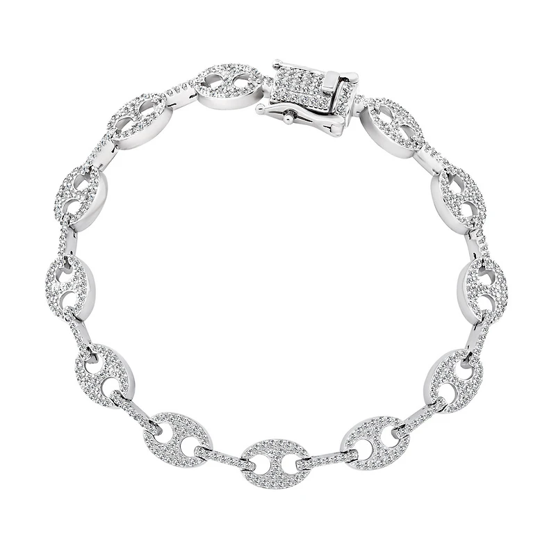 Bracelet en argent .925 & zircons - 7mm. Color: blanc | Doucet Latendresse