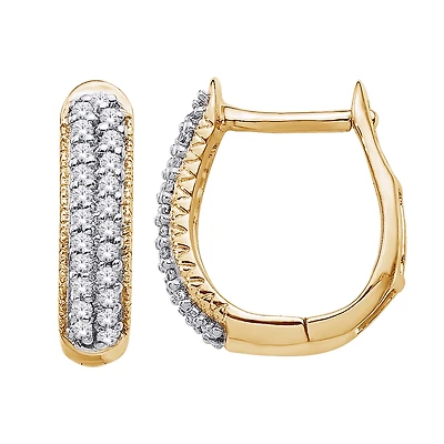 Boucles d'oreilles Huggies pour femme en or 10k & Diamant. Color: jaune | Doucet Latendresse