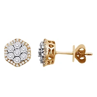 Boucles d'Oreilles stud Illusion Femme, en or deux tons10k & Diamants. Color: 2 tons | Doucet Latendresse
