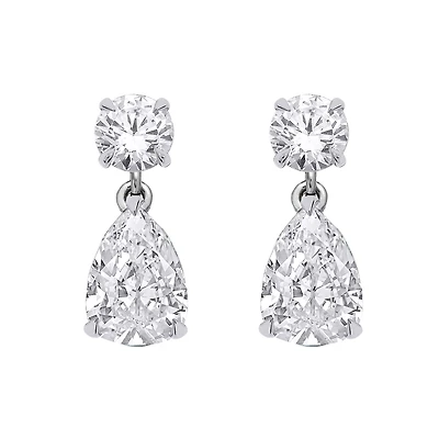 Boucles d'Oreillles poires, Diamant cultivée en laboratoire pour Femme, en or blanc 10k. Color: blanc | Doucet Latendresse