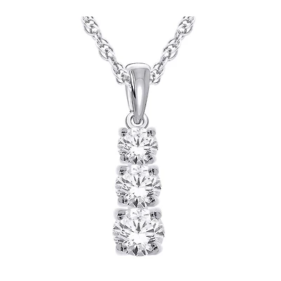 Collier-Pendentif-  Diamant cultivée en laboratoire pour Femme, en or blanc 10k. Color: blanc | Doucet Latendresse
