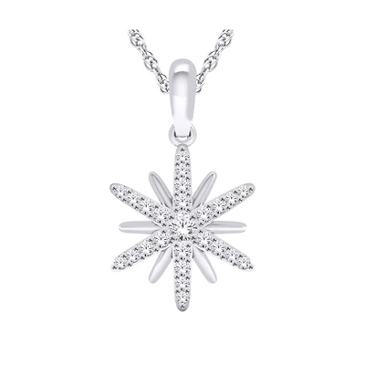 10k White Gold Star Necklace with Diamonds - 0.12 ct. Color: white | Doucet Latendresse