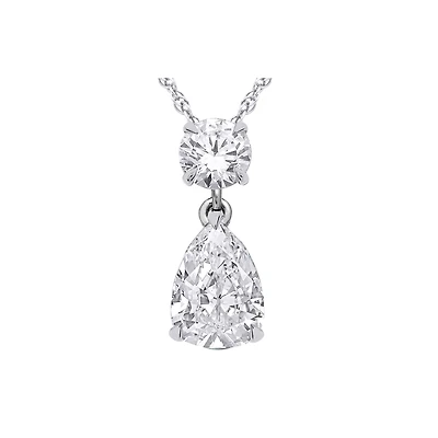 Necklace-Pendant- Pear, Lab Grown Diamond for Women, in 10k White Gold. Color: white | Doucet Latendresse