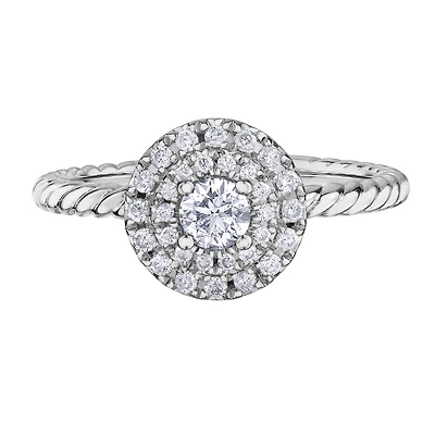 Bague à Double Halo en Or 10K avec Diamants Canadiens - 0.35ct. Color: blanc | Doucet Latendresse