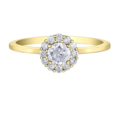 Bague en Or 10K à Coupe Ronde Sertie de Diamants Canadiens