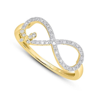 10k Gold Infinity and Butterfly Ring Set with Diamonds - 0.2ct. Color: yellow | Doucet Latendresse