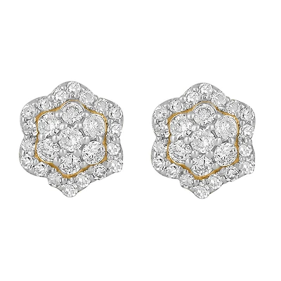 Boucles d'oreilles Stud pour femme  en 10k & diamants 25pts total. Color: jaune | Doucet Latendresse