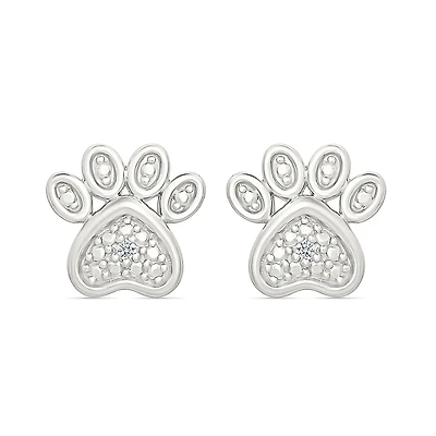 Ladies Stud Earrings - 925 Sterling Silver & Diamonds total 0.010 carat. Color: white | Doucet Latendresse