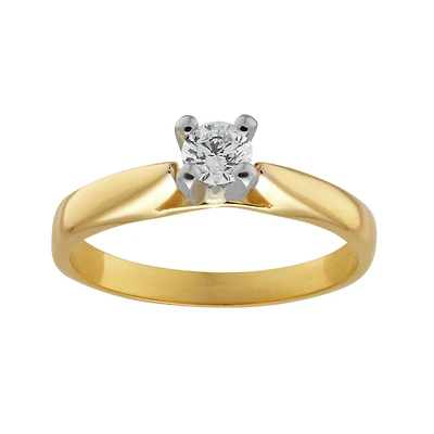 A 10k diamond ring for women. Color: yellow | Doucet Latendresse