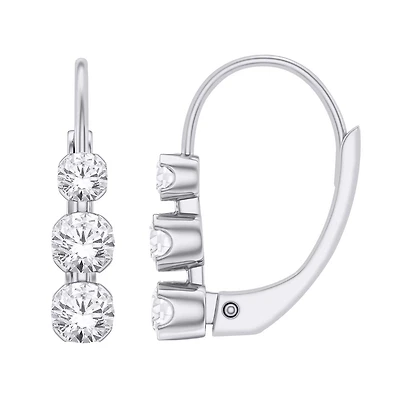 Boucles d'Oreillles pour femme, Diamant cultivée en laboratoire- en or blanc 10k. Color: blanc | Doucet Latendresse