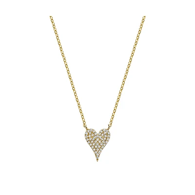 Heart-shaped pendant necklace for women-10k gold & diamonds total weight 13pts. Color: yellow | Doucet Latendresse