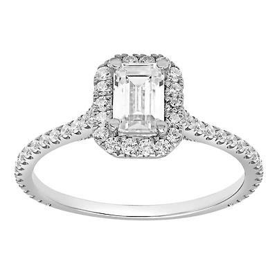 Women's Engagement Ring -Lab Grown Diamonds-14k White Gold. Color: white | Doucet Latendresse