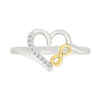 Bague Coeur Infini en Argent.925 et Diamants - 0.05ct. Color: 2 tons | Doucet Latendresse