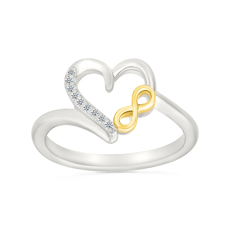 Bague coeur-infini pour femme-en Argent.925 & Diamants total 0.050carat. Color: 2 tons | Doucet Latendresse