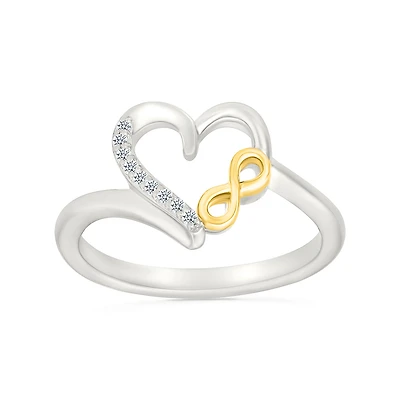 Bague coeur-infini pour femme-en Argent.925 & Diamants total 0.050carat. Color: 2 tons | Doucet Latendresse