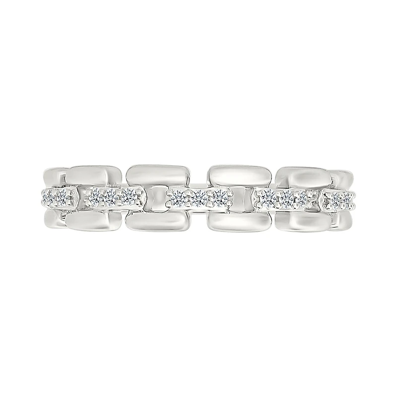 Bague en Argent. Sterling avec Diamants - 0.1ct, 4.5mm. Color: blanc | Doucet Latendresse