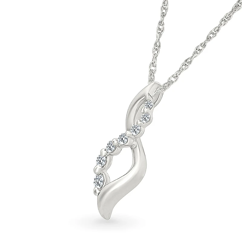 Collier pendentif infini pour femme en Argent.925 & Diamants total 0.100carat. Color: blanc | Doucet Latendresse