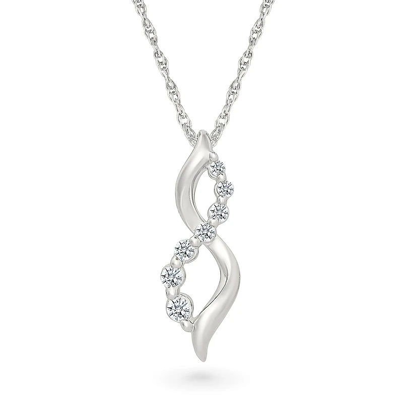 Collier pendentif infini pour femme en Argent.925 & Diamants total 0.100carat. Color: blanc | Doucet Latendresse