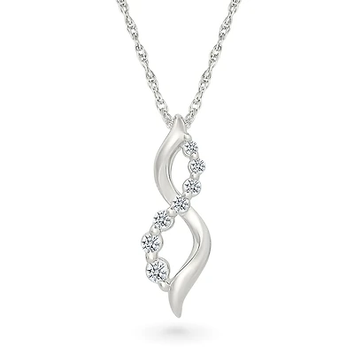Collier pendentif infini pour femme en Argent.925 & Diamants total 0.100carat. Color: blanc | Doucet Latendresse