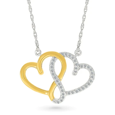 Collier pendentif coeur-infini pour femme-en Argent.925 & Diamants total 0.120carat+or 10k. Color: 2 tons | Doucet Latendresse