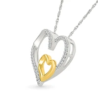 Collier pendentif coeur pour femme-en Argent.925 & Diamants total 0.160carat. Color: blanc | Doucet Latendresse