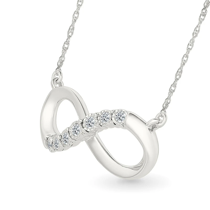 Collier pendentif infini pour femme en Argent.925 & Diamants total 0.100carat. Color: jaune | Doucet Latendresse