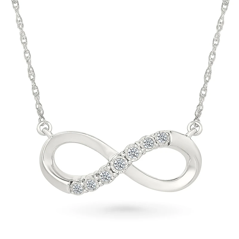 Collier pendentif infini pour femme en Argent.925 & Diamants total 0.100carat. Color: jaune | Doucet Latendresse
