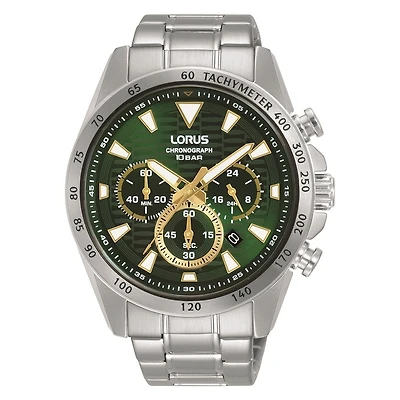 Lorus men's watch, steel, black green dial | Doucet Latendresse