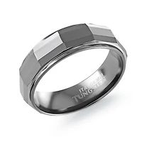 Jonc Pour Homme En Tungstène Facetté – 7mm | Doucet Latendresse