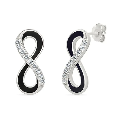 Boucles d'oreilles infi en argent sterling avec diamants. Color: blanc | Doucet Latendresse