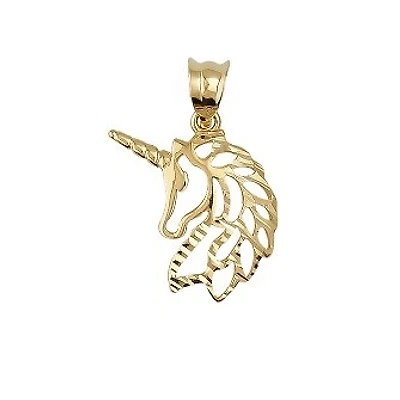 Pendant pour enfant en or 10K - Charme en forme de Licorne. Color: jaune | Doucet Latendresse