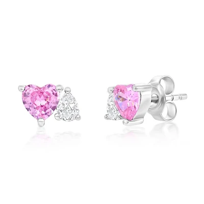 Boucle d'oreilles en argent sterling avec zircon cubique. Color: blanc | Doucet Latendresse