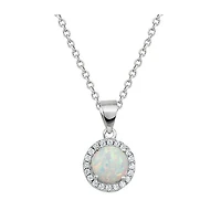 Collier en Argent Sterling avec Opale et Halo de Zircons Cubiques. Color: argent | Doucet Latendresse
