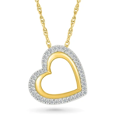 Heart pendant necklace for woman in 10k gold & diamonds total 0.100carat. Color: yellow | Doucet Latendresse