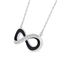 Collier Infini en Argent Sterling avec Diamants et Émail Noir. Color: argent | Doucet Latendresse