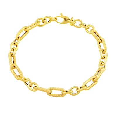 10K Gold Paperclip and Rope Link Bracelet. Color: yellow | Doucet Latendresse