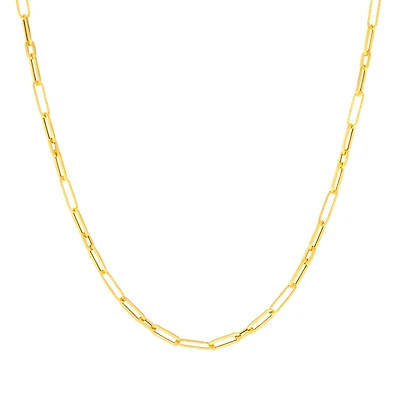 Collier Chaîne Trombone en Or 10K avec Maillons Polis et Texturés. Color: jaune | Doucet Latendresse