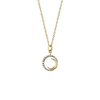 Collier en Or 10K avec Lune Croissante et Cercle de Billes | Doucet Latendresse