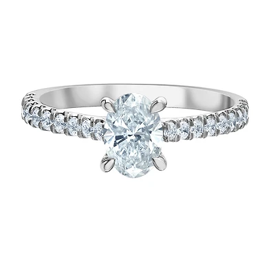 Women's Engagement Ring - Lab Grown Diamond - 14k White Gold. Color: white | Doucet Latendresse