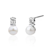Fixes en Argent Sterling avec Perles d’Eau Douce et Zircon Cubique. Color: argent | Doucet Latendresse