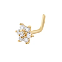 14K Gold Flower Nose Ring with Cubic Zirconia | Doucet Latendresse
