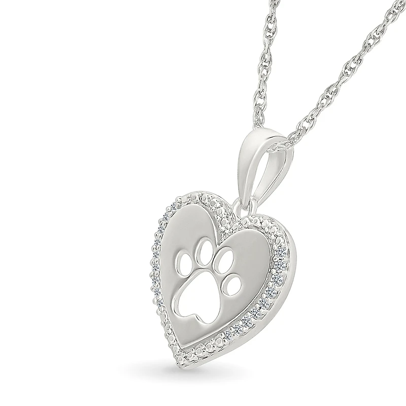 Collier pendentif  patte en Argent.925 & Diamants total 0.050 carat. Color: blanc | Doucet Latendresse