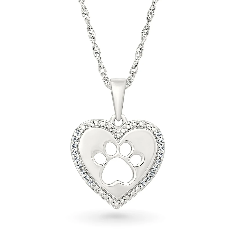 Collier pendentif patte pour femme en Argent.925 & Diamants total 0.050 carat. Color: blanc | Doucet Latendresse