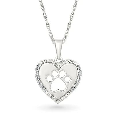 Collier pendentif  patte pour femme en Argent.925 & Diamants total 0.050 carat. Color: blanc | Doucet Latendresse