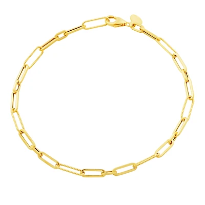 Bracelet Chaîne Maillons Trombone en Or Jaune 10K. Color: jaune | Doucet Latendresse