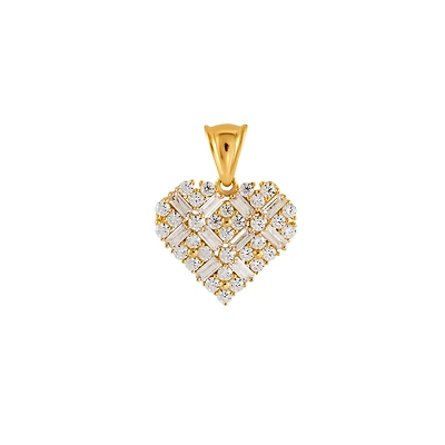 Pendentif en or 14K avec zircon cubique - Charme en forme de coeur. Color: jaune | Doucet Latendresse