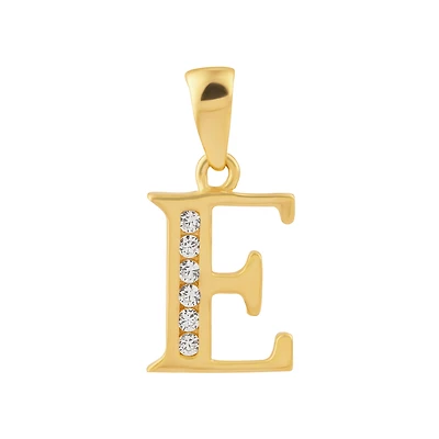 Pendentif Lettre “E” en Or 14K avec Zircon Cubique. Color: jaune | Doucet Latendresse